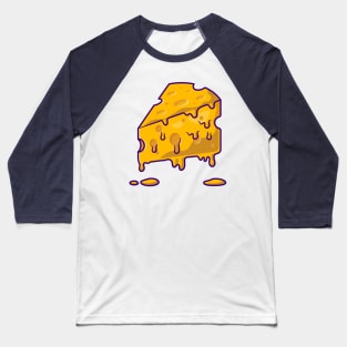 Slice Cheese Melted Cartoon Baseball T-Shirt